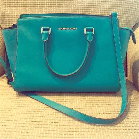 michael kors purse used turquoise|Michael Kors bags original price.